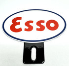 Esso - Vintage Porcelain License Plate Topper     Gas Oil Advertising Sign