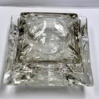 3 Vintage Square Ashtray Clear Glass Cigar Cigarette Heavy 1 Rounded Sides Read