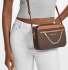  398 Michael Kors Jet Set Item Large East West Zip Chain Mk Crossbody Bag  Brown