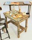 Dollhouse Miniature Artisan 10 Piece Art Painter Set easle stool  2 Art Tables