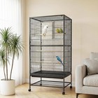 Large Metal Bird Cage Rolling Storage Stand Feed Bowls Parrot Habitat Aviary