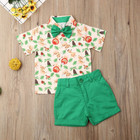 Toddler Kids Baby Boys Bow Printing Gentleman Shirt Tops shorts Outfits Clothes