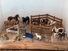 Huge Lot Of Schliech   Breyer Horses Trough Farm Animals Fencing Donkey Lambs