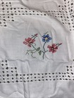 Vtg Handmade Linen Tablecloth With Lace And Embroidery 60 X 90 Large