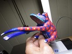 Oaxacan Wood Carved Frog  Signed Teresa Armas Mexican Folk Art