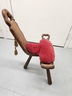 Vintage French Carved Oak Stool With Back And Custom Velvet Cushion