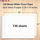 130 Sheets 20 x14  White Wrapping Tissue Paper Bulk For Gift Bags White