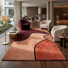 Abstract Modern Area Rug  Burgundy Terracotta Beige Rug  Hand Tufted Carpet 