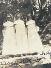 1920s Three Nuns In Full White Habits Standing Outdoors Vintage Snapshot Photo