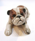 Vintage Enesco 6 5  Long Lying Bulldog Ceramic Porcelain Figurine Paperweight
