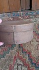 Antique Early Primitive Wood Pantry Box Old Brown Putty Paint 6 75  Signed