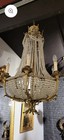 Rare 19thc French Empire Chandelier Bronze   Crystal 40  Antique Ceiling Light