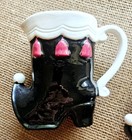Vintage Elf Pitcher   2 Mugs Ceramic Pitcher 5 5    Mugs 2 5  Christmas 