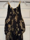 Msk Women s Sleeveless Black And Gold Long Dress  Beautiful Neckline    