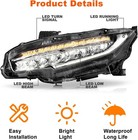 Full Led Headlight For 2016-2021 Honda Civic Touring sport Touring type-r