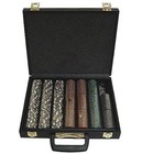 500  Poker Chips Heavy Duty Faux Black Leather Case New Holds More Than 500 