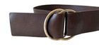 Limited Italian Wide Leather Belt Circle Ring Buckle Silver Tone Brown Sze Small