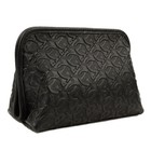 Salvatore Ferragamo Black Gancini Embossed Leather Travel Shoe Care Kit Nwt