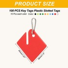 100 Pcs Key Tags Plastic Slotted Tags With Metal Snap Hooks Multicolor