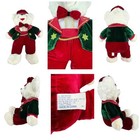 Dan Dee Snowflake Plush 21  Teddy Bear White Christmas Plush Boy Tuxedo 1998