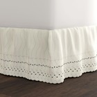 Eyelet Bed Skirt  Ruffled Design  14 Inch Drop  Embroidered Scalloped Edge  Q   