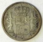 Puerto Rico 1896 Pgv  835 Silver 5 Centavos Km-20 Vf xf