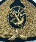 Wwii Imperial Japanese Naval Officer Visor Cap Badge Gold Bullion Embroidery
