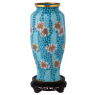 Large Chinese Floral Cloisonne Enamel Vase W Stand