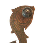 Antique Asian Thai  Wood Carved Shoe Wall Hook Decor Imbedded Wire Design 9 5  L