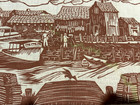 Antique Folly Cove Designers 13x18  Brown 1940s 50s Placemat Cape Ann Ma Rare  
