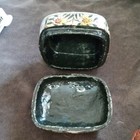 Vintage Trinket Box Hand Painted Floral Black Lacquer Made In India Jewelry Box