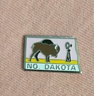 North Dakota State Map Shape Outline Bison Windmill Travel Souvenir Lapel Pin
