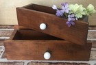 Primitive Farmhouse Storage Wooden Stacking Drawer Or Riser With Porcelain Knob