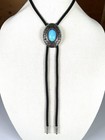 Western Bolo Tie Silver And Turquoise Tone Cowboy Ranch Southwestern    