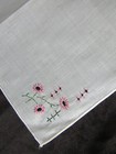 Vintage Floral Hankie Embroidery Flowers Handkerchief Emb Hanky 1394
