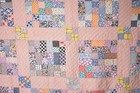 Beautiful 30 s Four Patch   Nine Patch Antique Quilt  wonderful Vintage Fabrics 