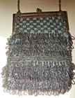 Beautiful Antique Beaded Flapper Evening Bag Ornate Silver Frame  Xlnt Condition