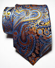 New Classic Paisley Blue Gold Jacquard Woven 100  Silk Men s Tie Necktie