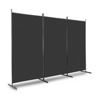 6ft Trifold Polyester Room Divider  Carbon Steel Frame With Plastic Feet  Black