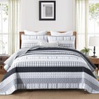 Boho Striped King Size Quilt Set  3-piece Patchwork Bedding  Grey Bedding Set