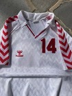 Denmark 1990s Hummel Football Shirt Soccer Jersey White Red Rare Vintage Kit