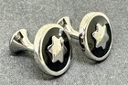 Montblanc Silver Tone Enamel Round Star Stainless Steel Shirt Cuff Cufflinks