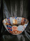 Rare Vintage Asian Imari Bowl 15 75  W 7 75  Tall Gold Trim Toyo Brand