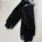 Adrienne Vittadini Black Leather Gloves Suede Size Medium Touch Technology
