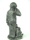 Michael Ricker Pewter Figurine Boy With Christmas List And Bunny Signed 1993