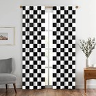 Black And White Window Drapes Curtain Checkered Flag 42 w X 63 l  pack Of 2 