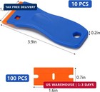 10 Plastic Razor Blade Scraper  100 Pcs Blades  Remove Label Decal Tool For Stic