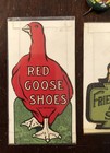 Vintage Red Goose Shoes Advertising Lot - Stickers  Pin  Eraser