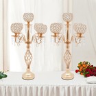 2 Pcs 27 Inch Tall Gold Crystal Candle Holders 5 Arm Table Centerpieces Decor
