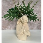 Praying Mary Vtg Planter With Silk Palm  Christian Holiday Gift Decor - Madonna 